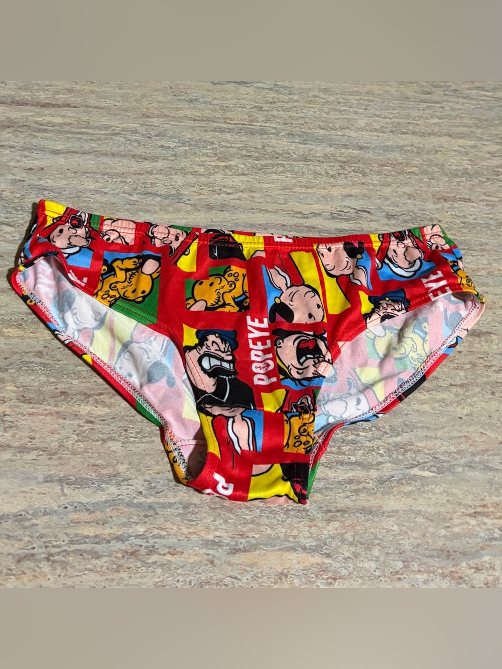 Popeye Cartoon Print Bikini Panty - Red Multicolor